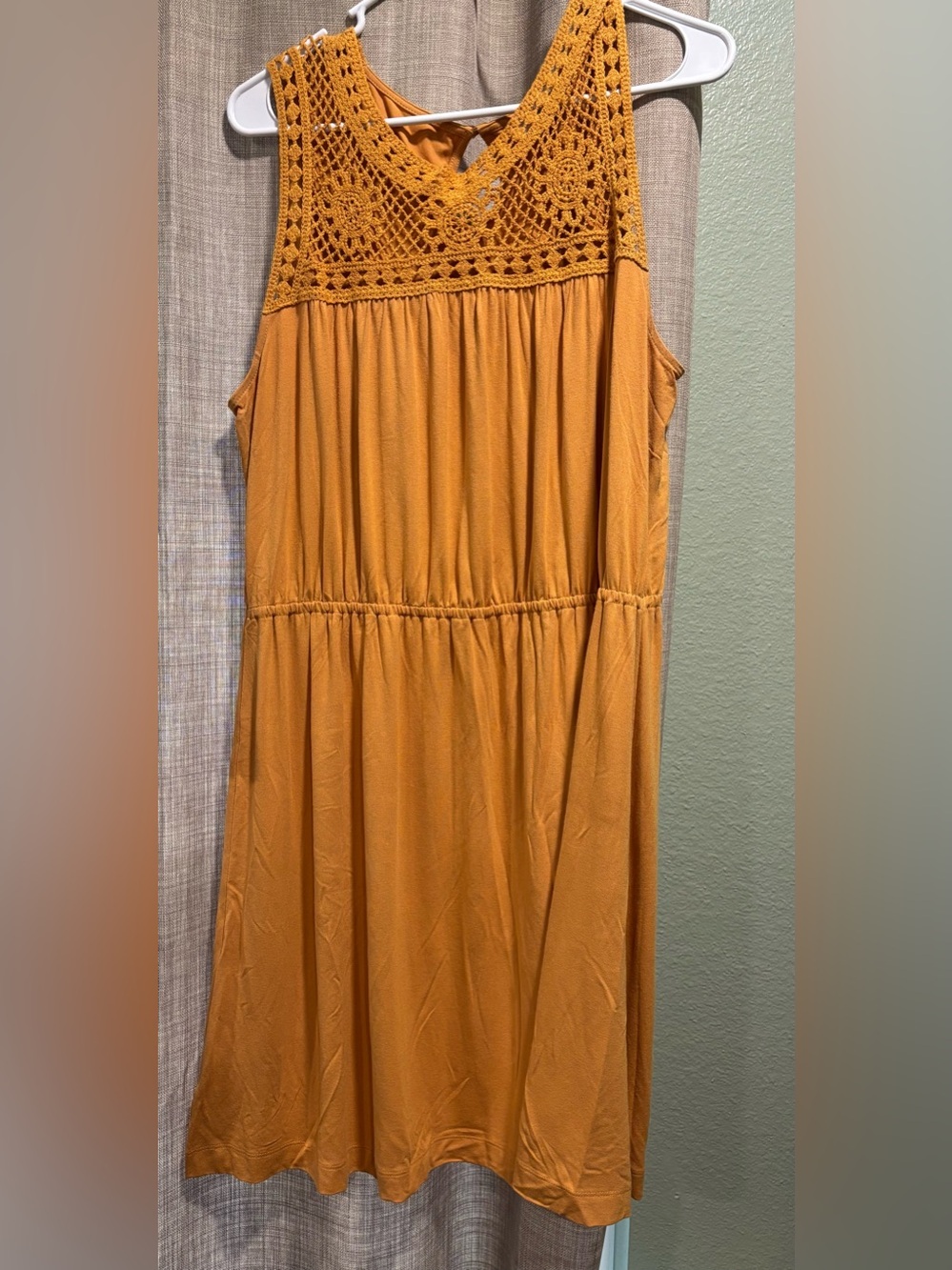LOFT Crochet Yoke Maxi Dress - Mustard